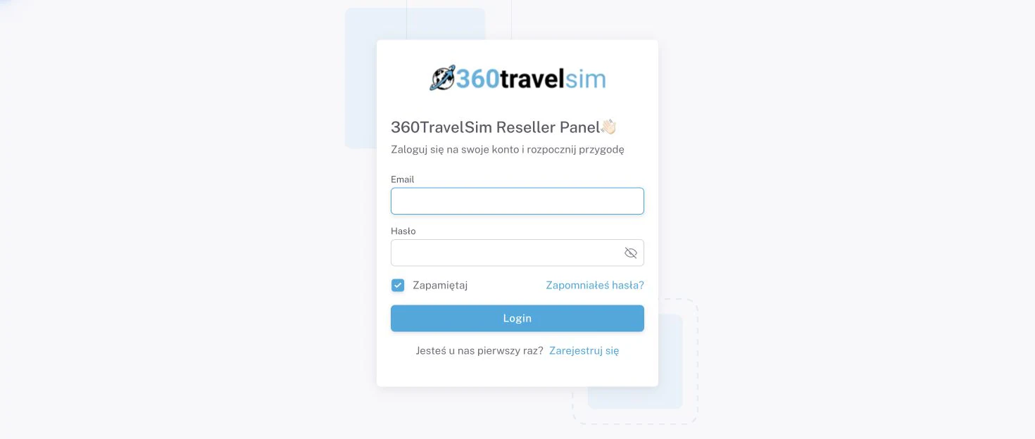 Logowanie do dedykowanego portalu resellerów 360TravelSIM w Next.js