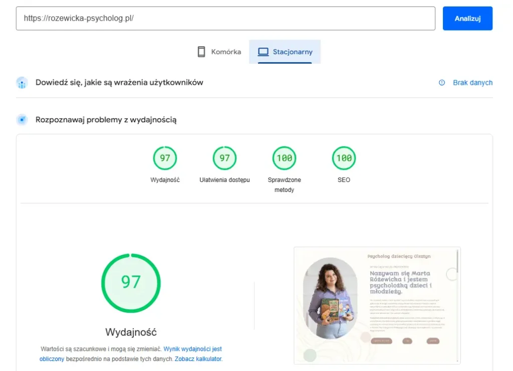 SEO for Child Psychologist Olsztyn screenshot 2