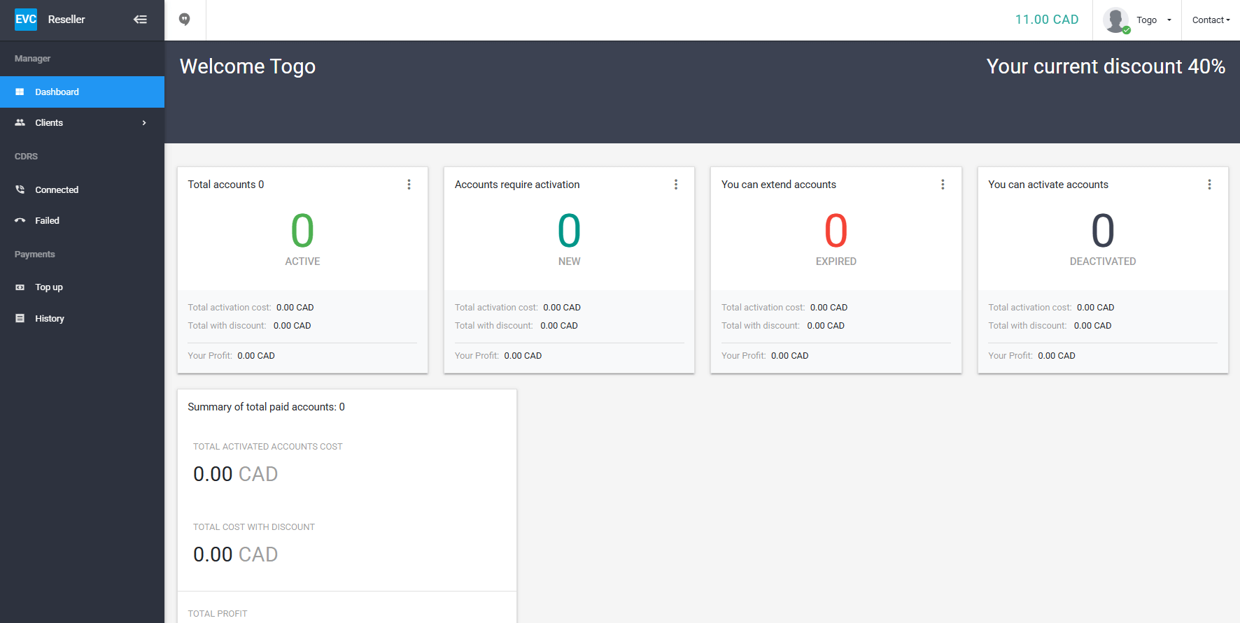 VoIP, SMS & Telecom interface example 1